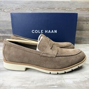 Cole Haan Flexgrand+ Penny Suede Loafers Mens 10.5M Truffle Brown Slip On Shoes